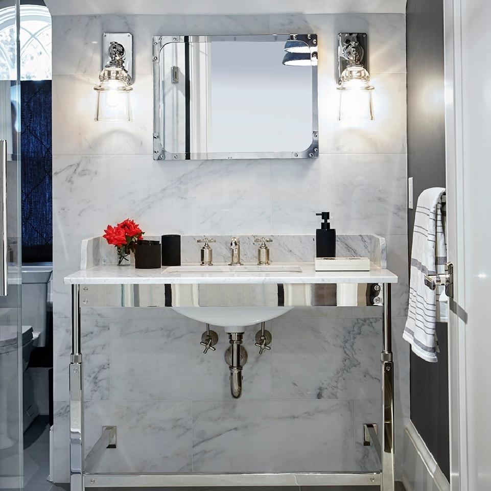 Custom Modern Bathroom Sink and Marble Wall