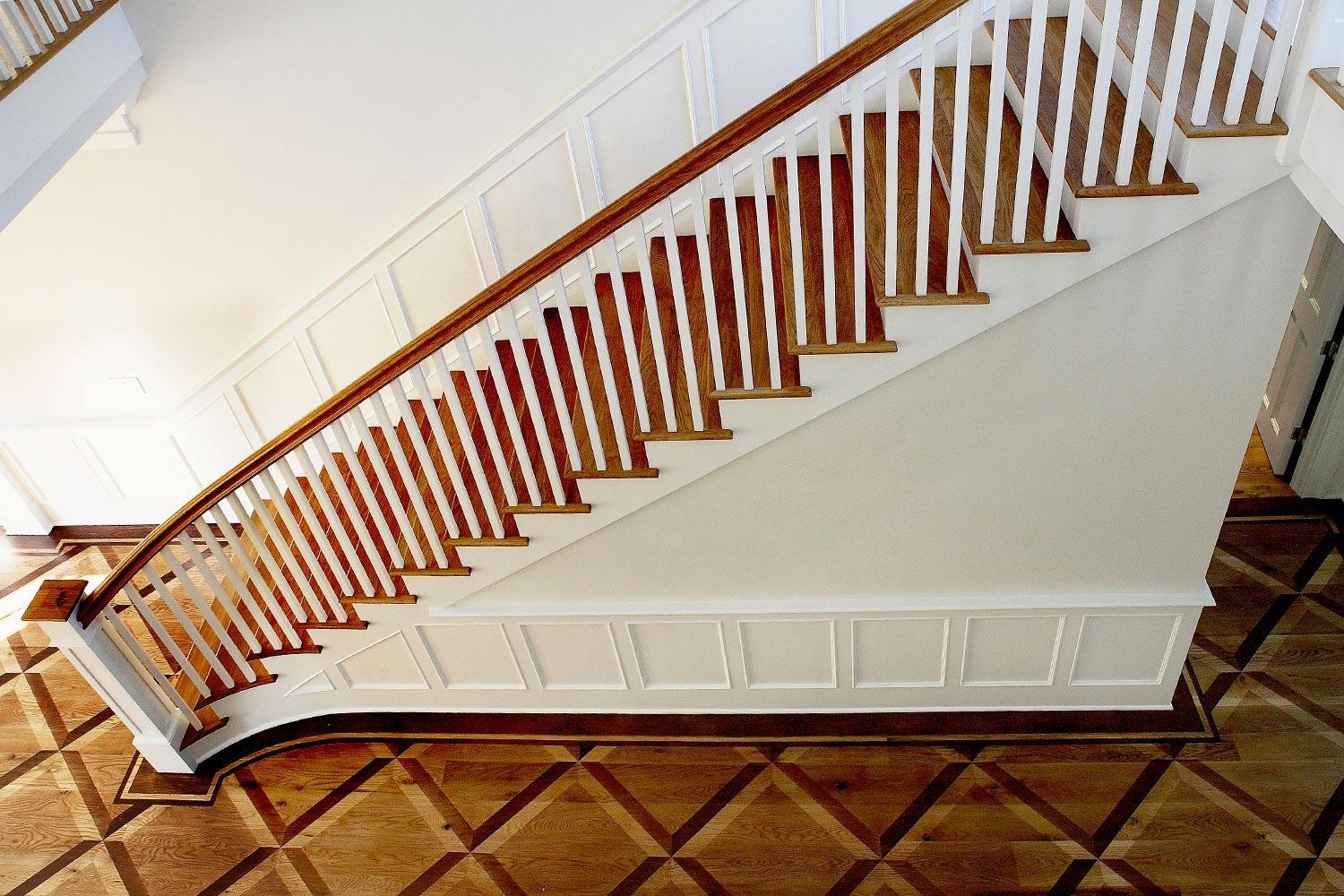 Stenciled Wood Floors and Staircase